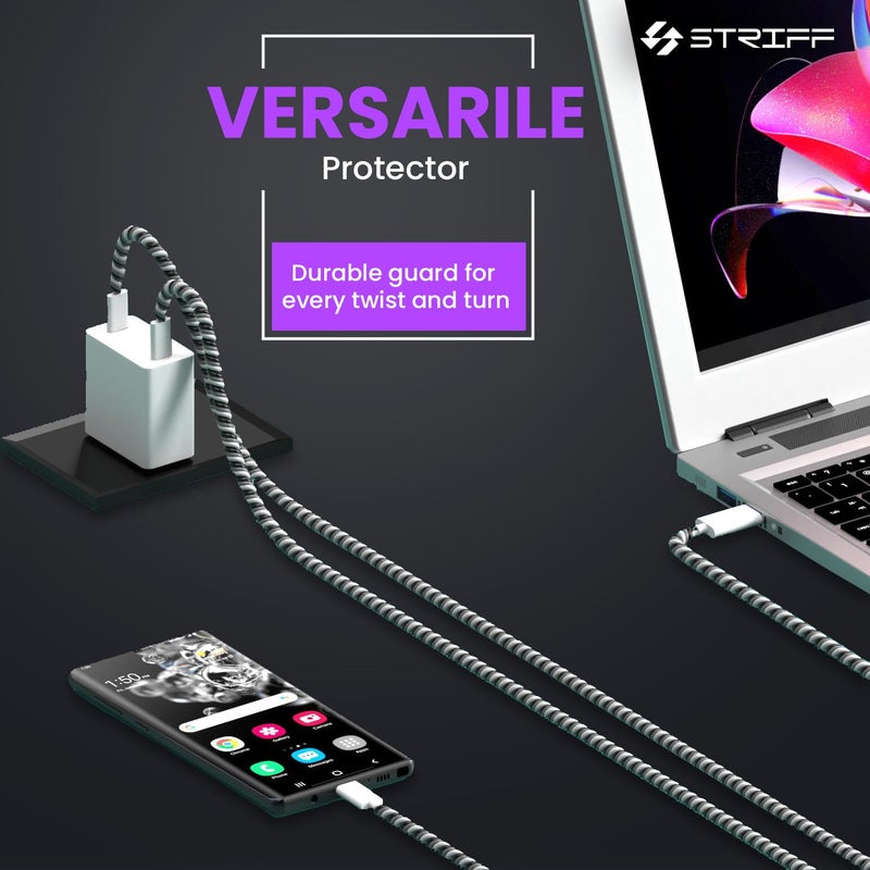 Striff حامي كابل حلزوني، حامي كابل الشاحن، غلاف حماية كابل البيانات، حامي كابل سماعة الأذن للهاتف، حامي كابل الشاحن USB، غلاف كابل (مجموعة من 2) - Image 5