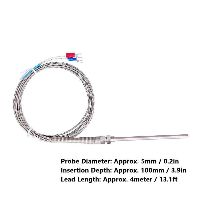 K Type Thermocouple Stainless Steel Thermal Probe Sensor 4m for Digital Transmitter - Image 3