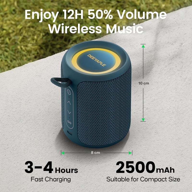 Deeyaple Bluetooth Speaker, Intense Bass Bluetooth Speaker, Bluetooth 5.3 Connected Speaker, 15W Bluetooth Speaker, IPX7 Waterproof, Dual Stereo Pairing (Blue) - Image 3