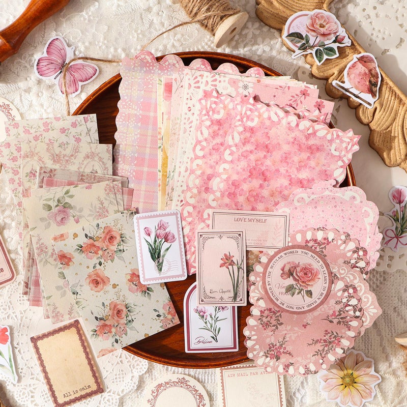 Flartmo 400 Pcs Floral Scrapbook Paper & Stickers, 4 Packs Scrapbook Supplies Kit, Junk Journal Scrapbooking Paper for Journaling, Scrapbooking Embellishments, Planner, Card Making - Image 5