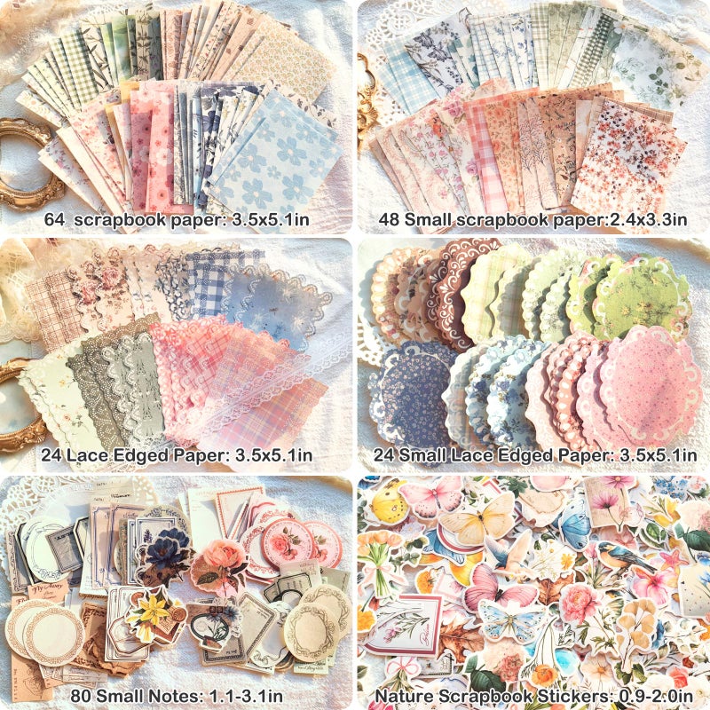 Flartmo 400 Pcs Floral Scrapbook Paper & Stickers, 4 Packs Scrapbook Supplies Kit, Junk Journal Scrapbooking Paper for Journaling, Scrapbooking Embellishments, Planner, Card Making - Image 3