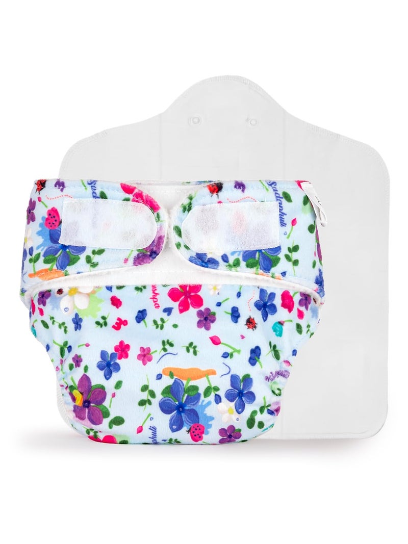 SuperBottoms Newborn UNO Cloth Diaper - Reusable and Washable | Softest and Safest Cloth Diapers with Dry feel Magic Pad - Periwinkle - Image 1