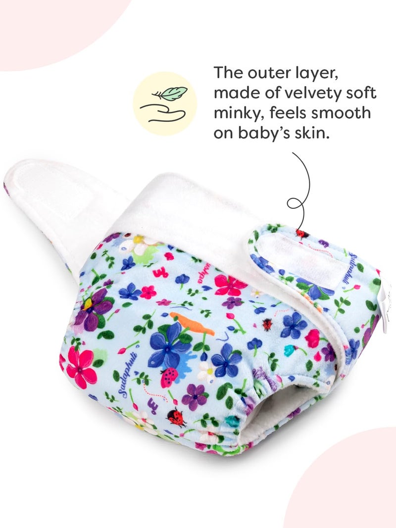 SuperBottoms Newborn UNO Cloth Diaper - Reusable and Washable | Softest and Safest Cloth Diapers with Dry feel Magic Pad - Periwinkle - Image 4