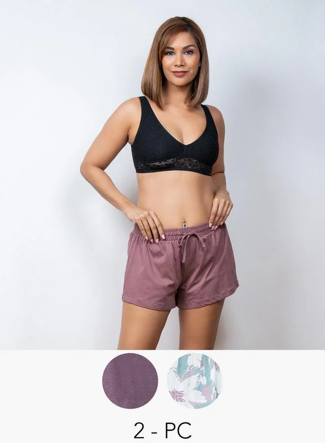 Aadaraya Set of 2 - Aadaraya Assorted Shorts with Drawstring Closure