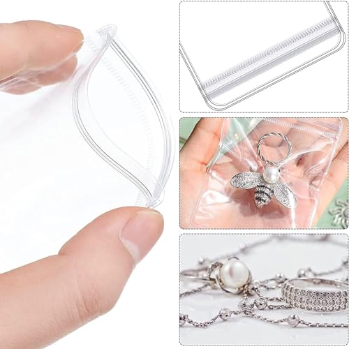 GSXRB Square PVC Bracelet Organizer Bag Clear Zipper Bags Anti Oxidizing Earrings Storage Bags for Storage Jewelry Packing Bags(5.9 * 5.9IN) - Image 3