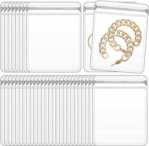 GSXRB Square PVC Bracelet Organizer Bag Clear Zipper Bags Anti Oxidizing Earrings Storage Bags for Storage Jewelry Packing Bags(5.9 * 5.9IN) - Image 1