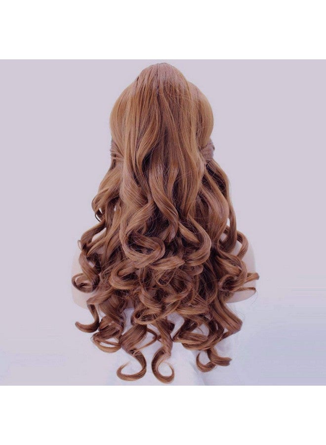 ANOGOL Anogol Hair Cap+Women Ponytail Wigs Curly Auburn Brown Cosplay Costume Wig for Halloween Costume Cosplay Wig, Curly Brown Wig Peluca De Princesa Brown Ponytail Wig For Halloween Party  - Image 4