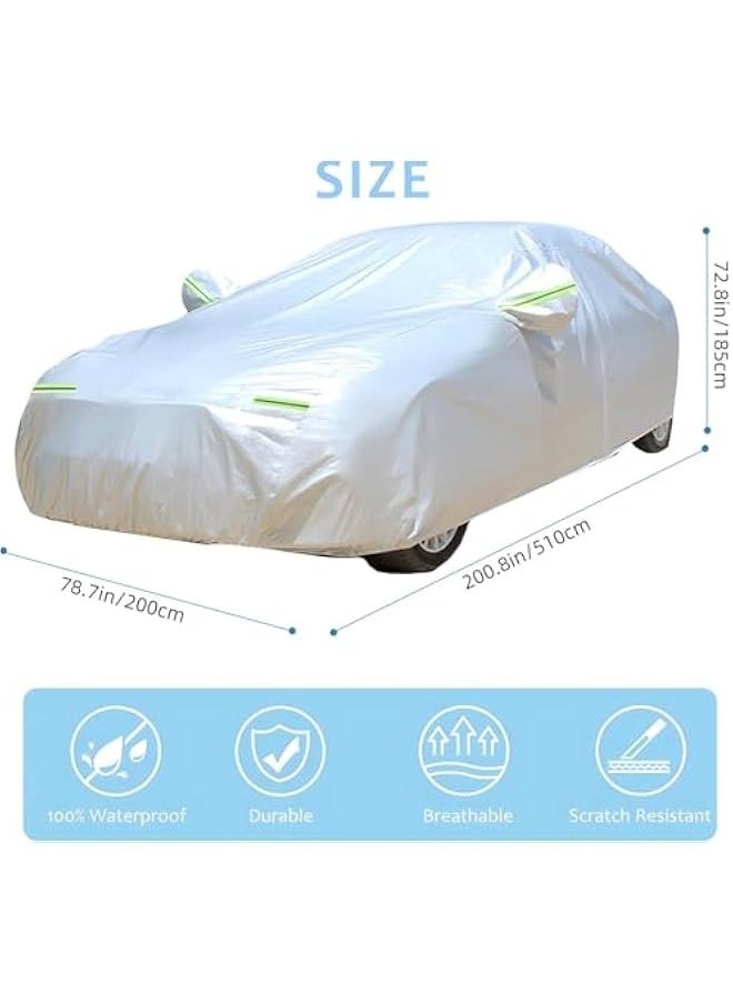 TRASSLE Car Cover All Weather Full Cover for Car Waterproof & Windproof & UV Protection Scratch Resistant Outdoor Cover with Reflective Strips Universal Gray Car Cover for SUV (Silver,XL)  - Image 2