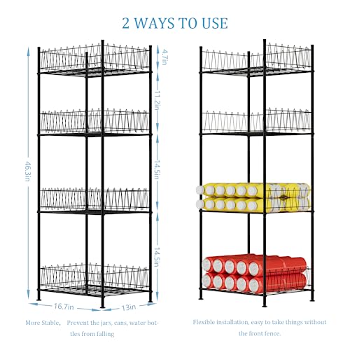 smusei Water Bottle Organizer Rack 4 Tier Free Standing Bottled Water Storage Organizer for Floor, Metal Beverage Soda Can Dispenser Shelf Holder Stand for Kitchen Pantry Office, Black - Image 2