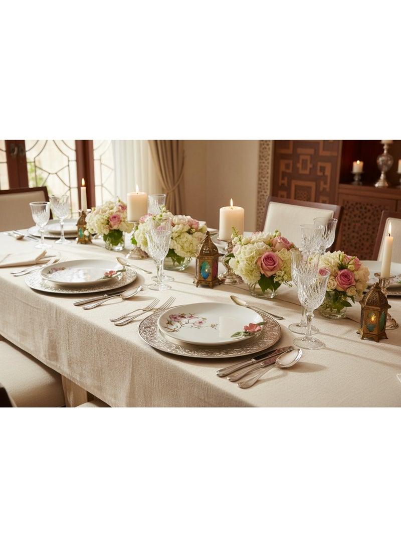 AKDC Angela Floral Classic 6-Piece Ceramic Dessert Plate Set – White (18×22 cm) - Image 4