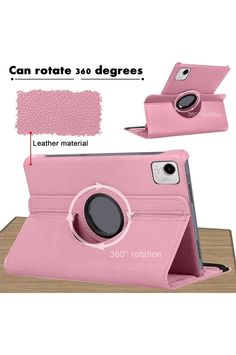 VKL Compatible with Honor Pad X9a 11.5 inch 2025 Released Tablet PU Leather Cover Sleep Wake Function 360 Rotating Stand Protective Shell (Pink) - Image 2