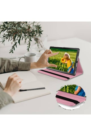 غطاء جلد PU متوافق مع جهاز Honor Pad X9a بحجم 11.5 بوصة تم إصداره في 2025 مع وظيفة النوم والاستيقاظ وحامل دوار 360 درجة (وردي) - view 4