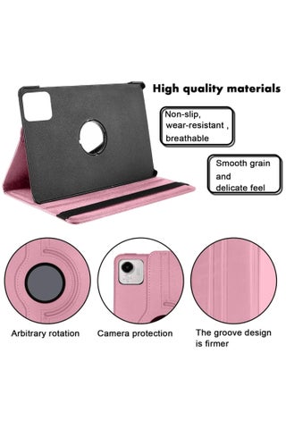 غطاء جلد PU متوافق مع جهاز Honor Pad X9a بحجم 11.5 بوصة تم إصداره في 2025 مع وظيفة النوم والاستيقاظ وحامل دوار 360 درجة (وردي) - view 3