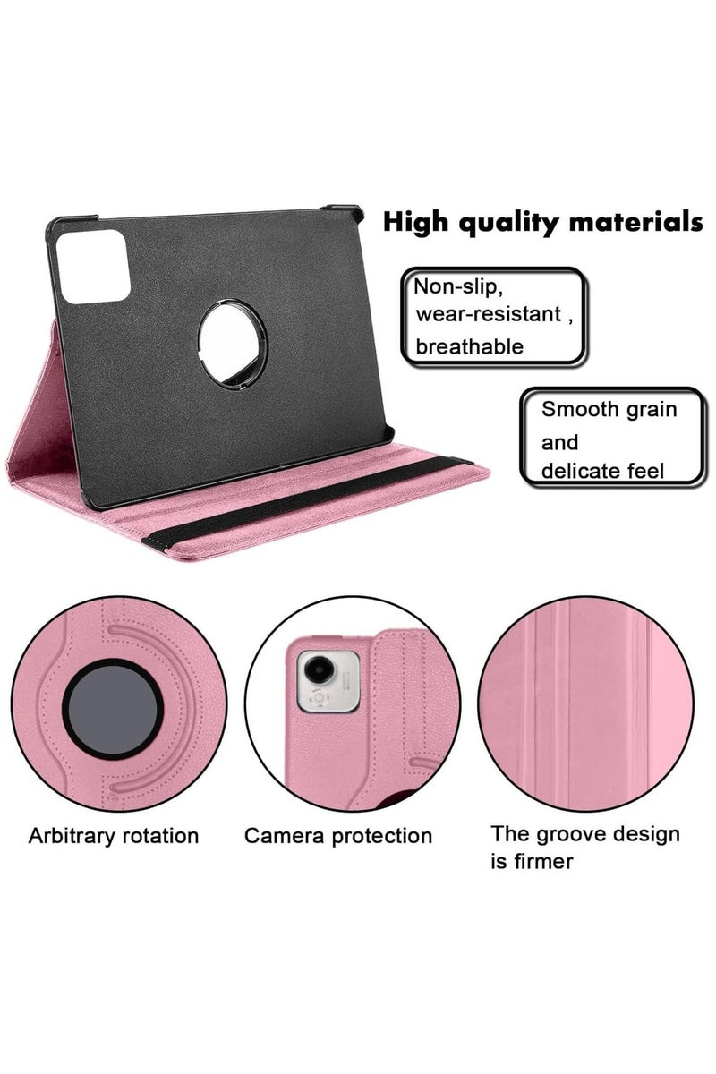 VKL Compatible with Honor Pad X9a 11.5 inch 2025 Released Tablet PU Leather Cover Sleep Wake Function 360 Rotating Stand Protective Shell (Pink) - Image 3