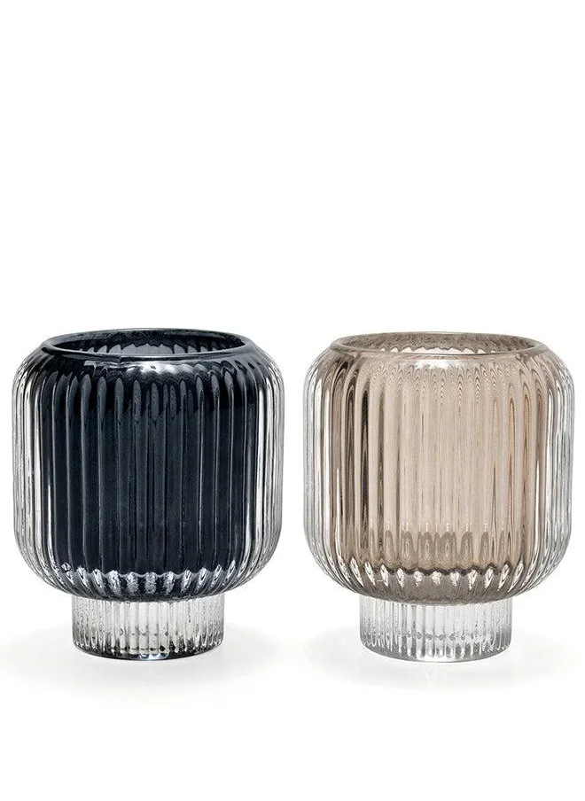 KNOT HOME Chandelle Storms Textured Glass Candle Holders Knot Home Designer Accessory for Bedroom Living Dining Room Office Area Décor