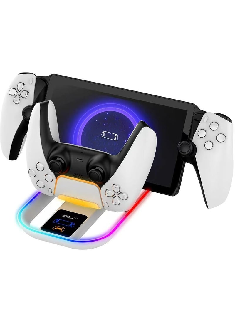 Ipega - Charging Station with RGB Light for PlayStation Portal and PS5 Controller, PS5 Charger with Charging Cable - Image 1