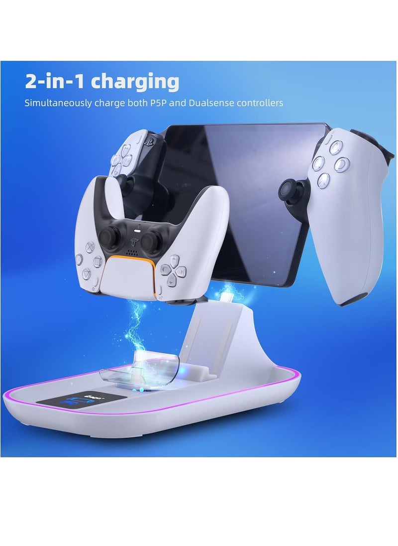 Ipega - Charging Station with RGB Light for PlayStation Portal and PS5 Controller, PS5 Charger with Charging Cable - Image 1