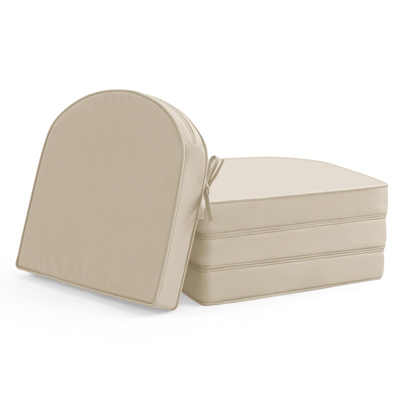 Summsun Outdoor Chair Cushions Set of 4: Waterproof & Fade Resistant Patio Furniture Cushions - 17 x 16 x 2 Inch Non Slip Round Corner Seat Cushion Pads with Removable Cover for Garden Yard Lawn, Cream - Image 1