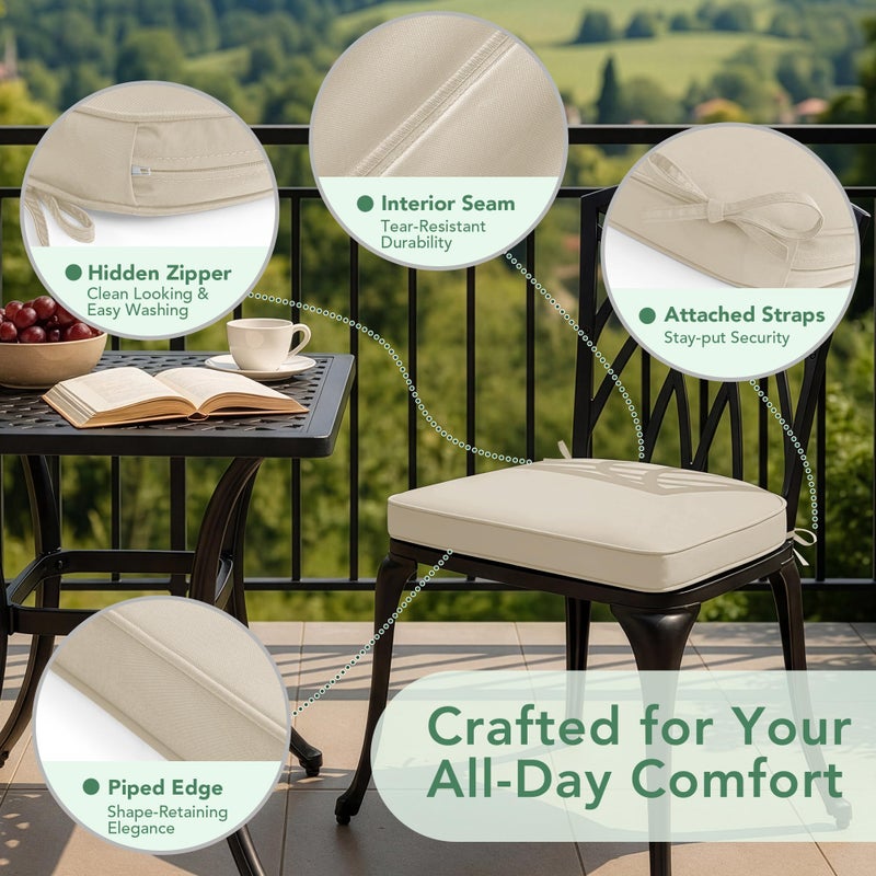 Summsun Outdoor Chair Cushions Set of 4: Waterproof & Fade Resistant Patio Furniture Cushions - 17 x 16 x 2 Inch Non Slip Round Corner Seat Cushion Pads with Removable Cover for Garden Yard Lawn, Cream - Image 4