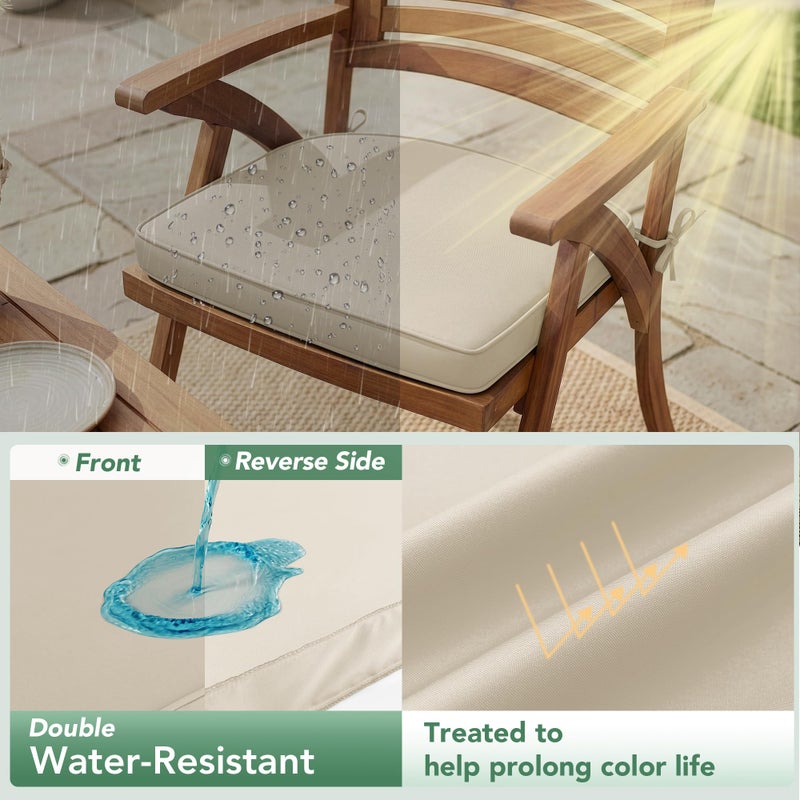 Summsun Outdoor Chair Cushions Set of 4: Waterproof & Fade Resistant Patio Furniture Cushions - 17 x 16 x 2 Inch Non Slip Round Corner Seat Cushion Pads with Removable Cover for Garden Yard Lawn, Cream - Image 3