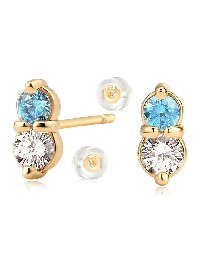 Mevecco Women Earrings Gold Stud 14K Gold Filled Small Simple Handmade Hypoallergenic Everyday Jewelry - Image 1