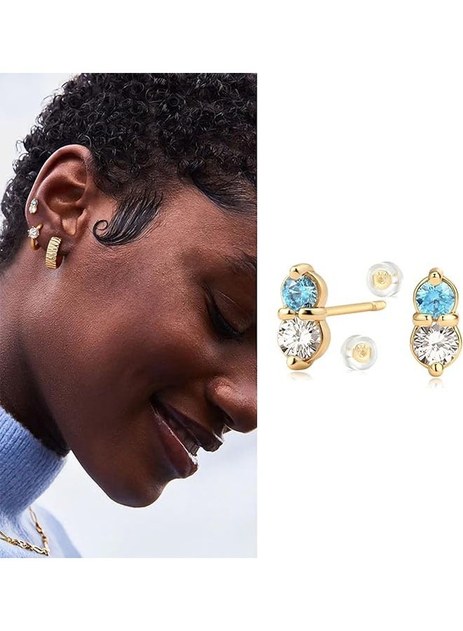 Mevecco Women Earrings Gold Stud 14K Gold Filled Small Simple Handmade Hypoallergenic Everyday Jewelry - Image 3