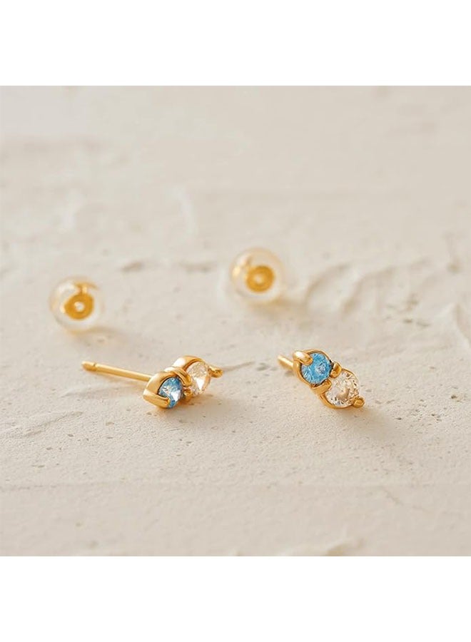 Mevecco Women Earrings Gold Stud 14K Gold Filled Small Simple Handmade Hypoallergenic Everyday Jewelry - Image 4