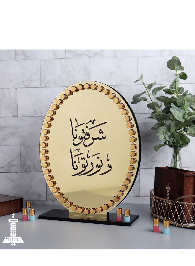حكاية شمعة استاند 50 حبة مسك فاخر (شكل بيضاوي) محفور عليها عبارة شرفتونا و نورتونا - Image 1