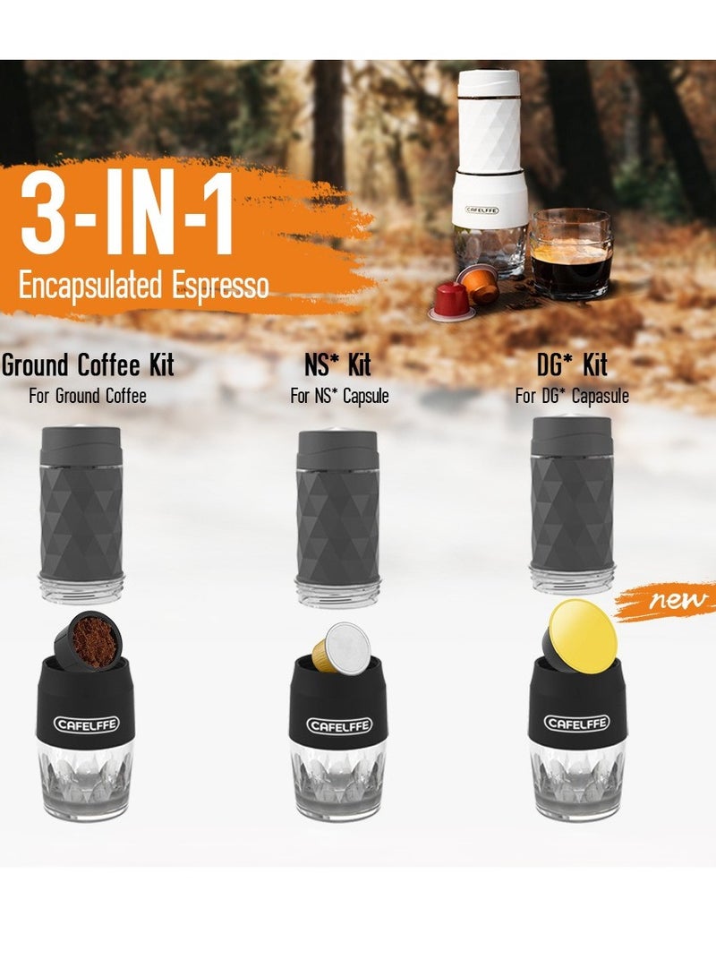 Cafelffe 3-in-1 Portable Espresso Coffee Machine Outdoor Travel Hand Pressed Coffee Pot Black - Image 5