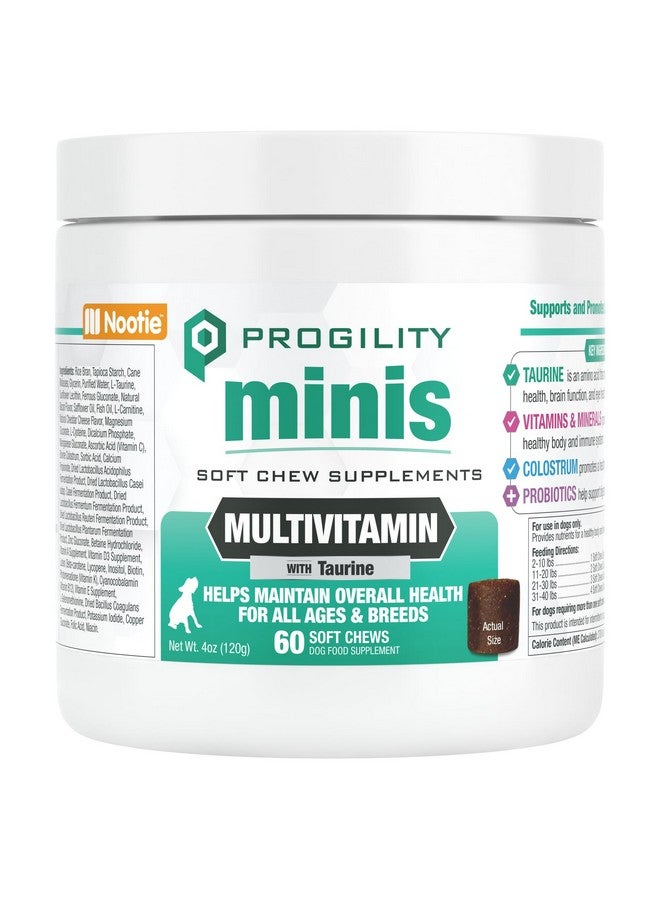 nootie Nootie Progility Mini Multvitamin for Small Dogs, Multivitamin Supplement for Dogs with Taurine, 60 Soft Chews per Container - Image 1