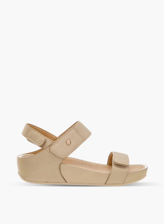 Women Textured Strap Sandals with Hook and Loop Closure