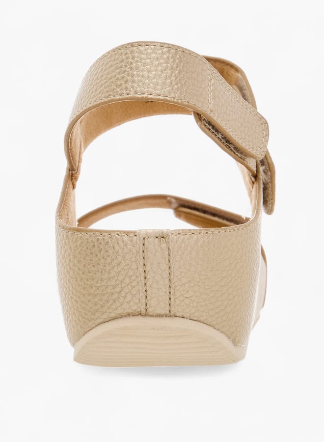 Flora Bella By Shoexpress Women Textured Strap Sandals with Hook and Loop Closure  - Image 5