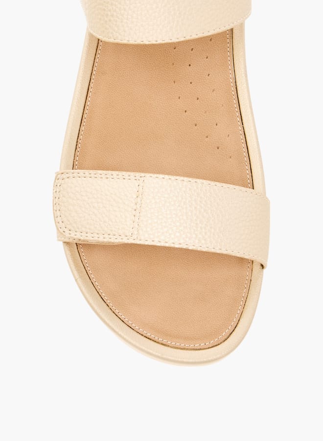 Flora Bella By Shoexpress Women Textured Strap Sandals with Hook and Loop Closure  - Image 4