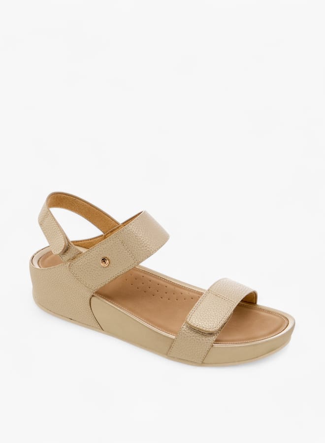Flora Bella By Shoexpress Women Textured Strap Sandals with Hook and Loop Closure  - Image 2