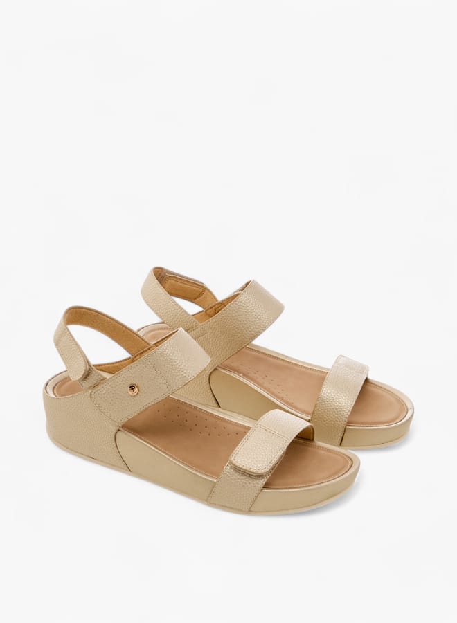 Flora Bella By Shoexpress Women Textured Strap Sandals with Hook and Loop Closure  - Image 1