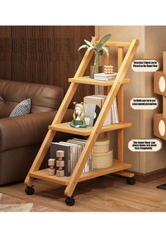 Generic FFD 3 Layer Storage Trolley Bedside Desk Stand,Moveable Wooden Sofa Side Table with 4 Wheels Perfect Coffee Cart, Modern Corner Table  - Image 3
