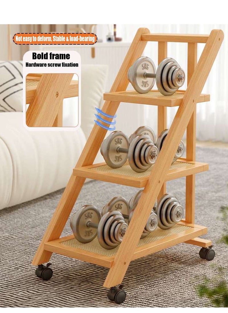 Generic - FFD 3 Layer Storage Trolley Bedside Desk Stand,Moveable Wooden Sofa Side Table with 4 Wheels Perfect Coffee Cart, Modern Corner Table - Image 1