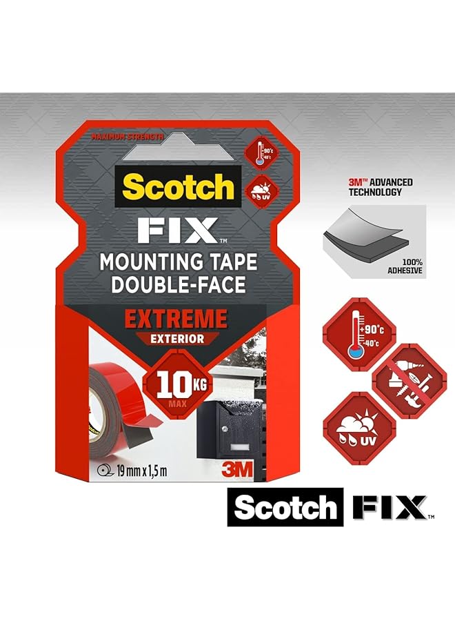 Scotch  Double Sided Extreme Exterior Mounting Tape 1 Roll 19Mm X 5M For Outdoor Extreme Use Weather Resistant Permanent Tape 100 Percent Adhesive 3M Advanced Technology Holds Up To 13Kg - Image 2