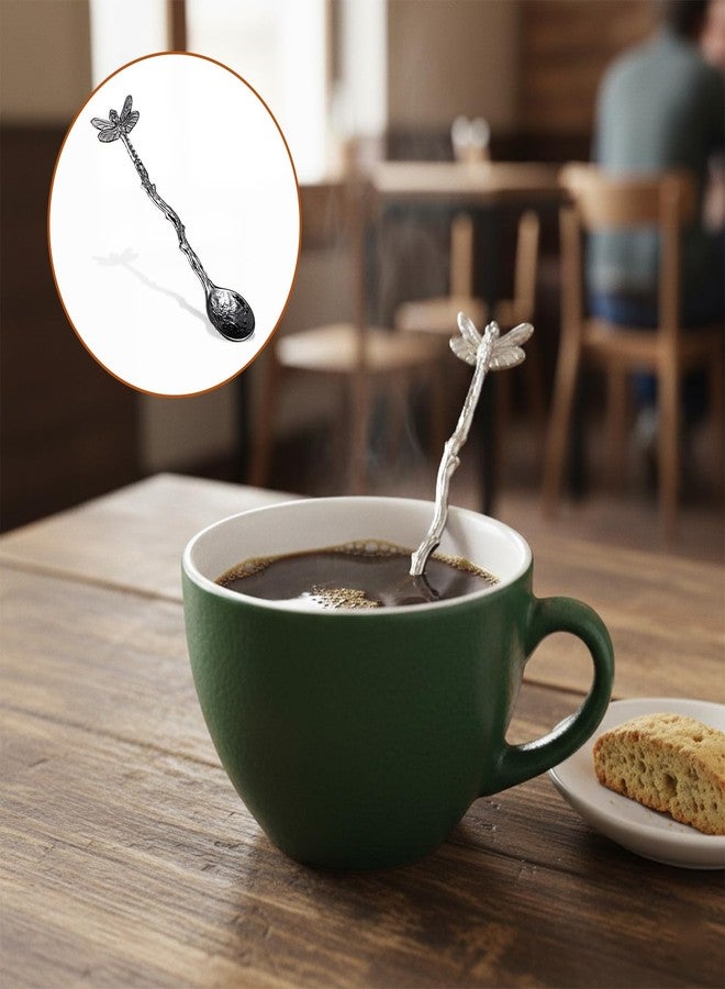 Zelphvt Vintage Spoons Retro Dragonfly Coffee Stir Spoons Cake Dessert Long Handle Stainless Steel Decorative Spoon Tableware Creative Sugar Kitchen Gadget Des - Image 3