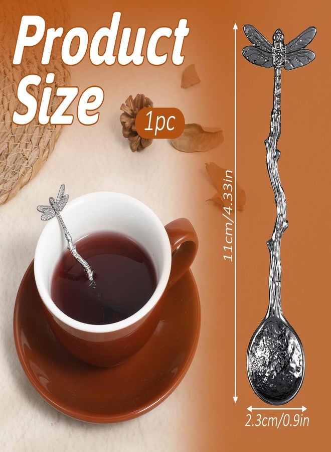 Zelphvt Vintage Spoons Retro Dragonfly Coffee Stir Spoons Cake Dessert Long Handle Stainless Steel Decorative Spoon Tableware Creative Sugar Kitchen Gadget Des - Image 2