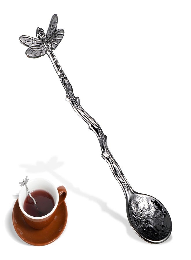 Zelphvt Vintage Spoons Retro Dragonfly Coffee Stir Spoons Cake Dessert Long Handle Stainless Steel Decorative Spoon Tableware Creative Sugar Kitchen Gadget Des - Image 1