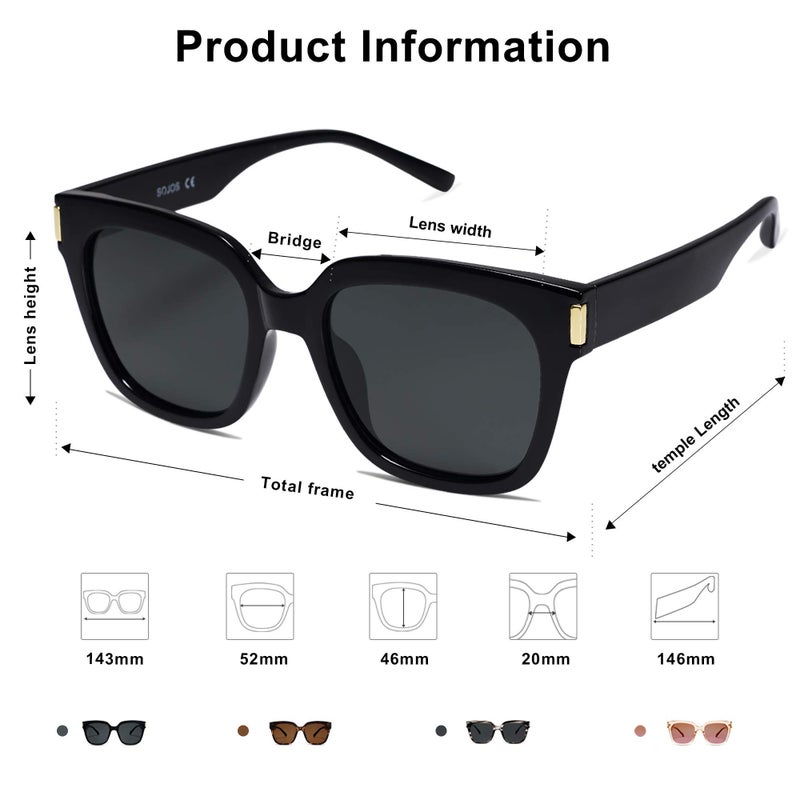 SOJOS Polarized Sunglasses for Women Men Trendy Square Glasses SJ2149,Black/Grey - Image 5