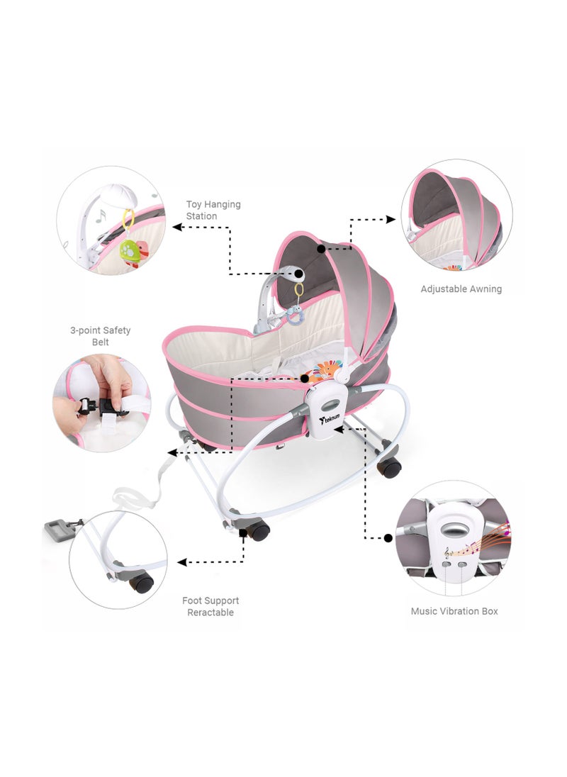 6 - In - 1 Cozy Rocker Bassinet With Wheels, Awning And Mosquito Net - Pink - pzsku/Z455B35C98C7972E700D1Z/45/_/1696313258/b2b41bfc-f3df-40ad-b6dc-29284fc5f935