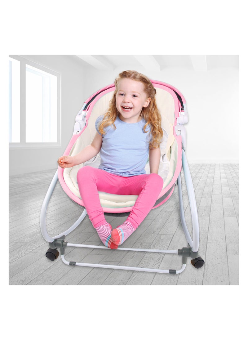 TEKNUM 6 - In - 1 Cozy Rocker Bassinet With Wheels, Awning And Mosquito Net - Pink  - Image 4