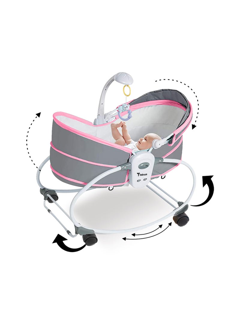 6 - In - 1 Cozy Rocker Bassinet With Wheels, Awning And Mosquito Net - Pink - pzsku/Z455B35C98C7972E700D1Z/45/_/1696313262/d510927c-3297-4e21-bc37-45ed6da44e99