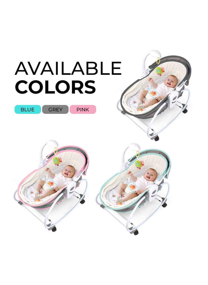 6 - In - 1 Cozy Rocker Bassinet With Wheels, Awning And Mosquito Net - Pink