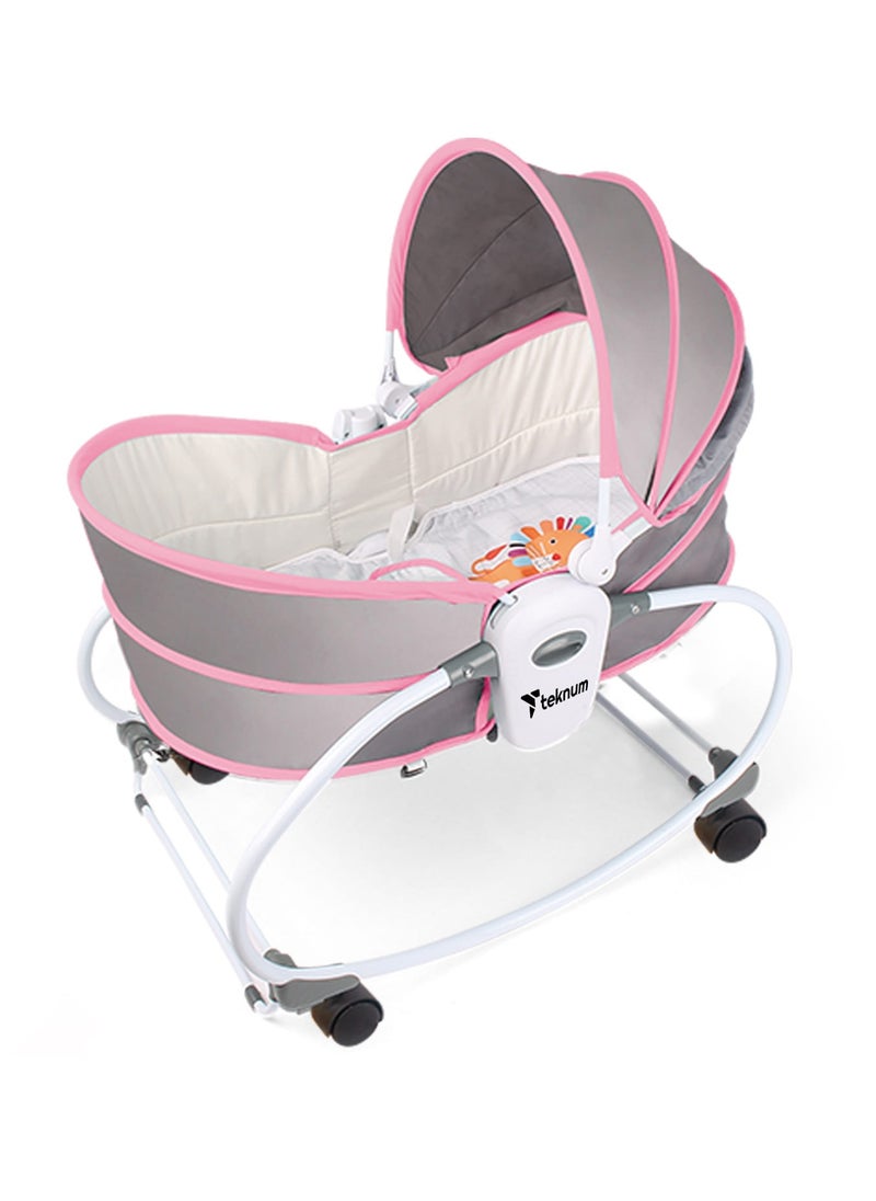 6 - In - 1 Cozy Rocker Bassinet With Wheels, Awning And Mosquito Net - Pink - pzsku/Z455B35C98C7972E700D1Z/45/_/1700291166/b1f2d9fa-ba74-4b75-8991-2667ea76295f