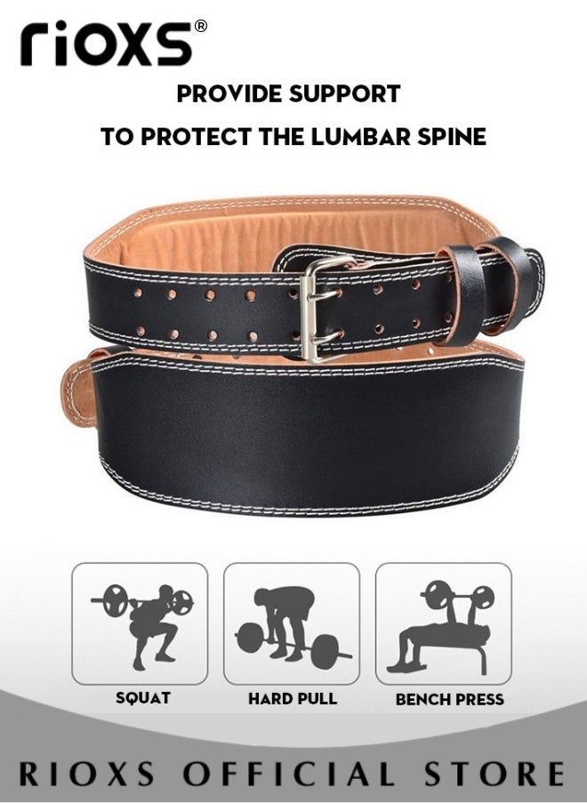 RIOXS Weightlifting Leather Belt for Adult Men and Women Gym Weightlifting Belt for Heavy Functional Fitness Sports Weightlifting Strength Training Equipment  - Image 4