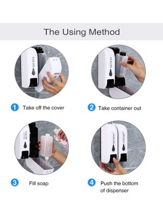 Wall Mounted Shower Soap Dispenser, 2 Chamber Body Wash & Shampoo Dispenser with 700ml Large Capacity - Space-Saving Refillable Dispenser for Shower, Bathroom - view 3