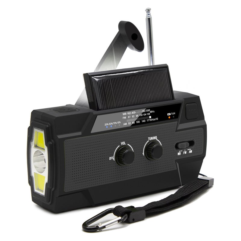 Portable AM/FM & NOAA Radio Outdoor Solar Emergency Hand Crank Radio Reading Light Motion Sensor Light with LED Flashlight SOS Alarm 4000mAh Battery USB Output - Image 1